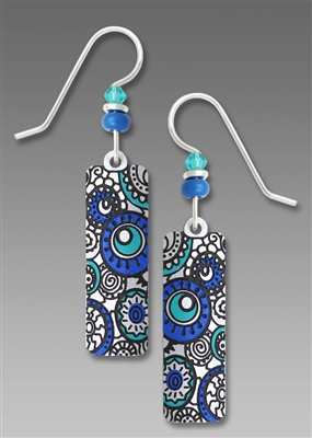 Adajio Earrings - White Column with Turquoise & Blue Circles