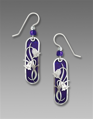 Adajio Earrings - Violet Capsule with Shiny Silver Tone Nouveau Floral Overlay