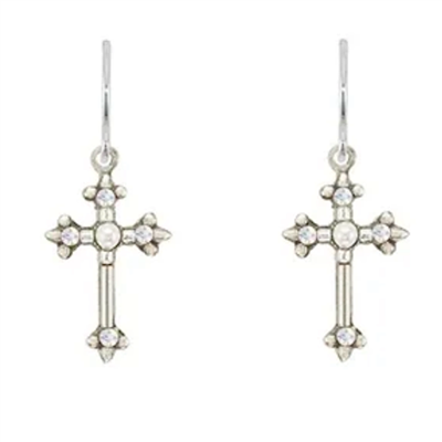 Firefly Earrings-Dainty Cross- White Pearl