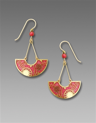 Adajio Earrings - Soft Coral Pink Arc with Gold Plated 'Celestial Swing'