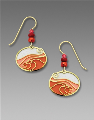 Adajio Earrings - Warm Pink Oval with Gold Plated 'Ocean Wave' Overlay