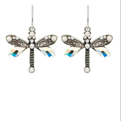 Firefly Earrings-Large Dragonfly- White