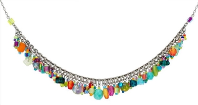 Firefly Necklace- Confetti Necklace with Dangles-Multi Color