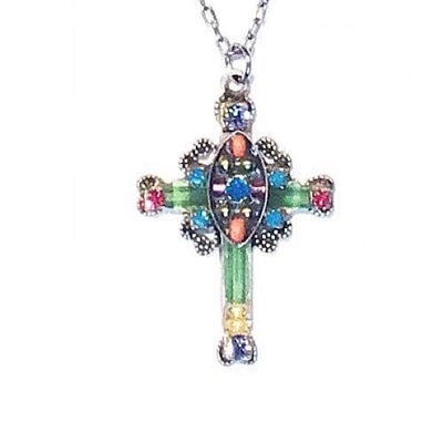 Firefly Mosaic Cross Necklace-Multi Color