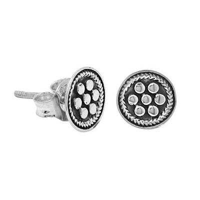 Sterling Silver Dotted Post Earrings