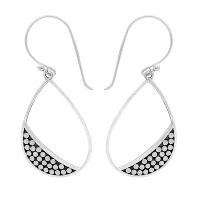 Sterling Silver Dotted Teardrop Earrings