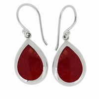 Sterling Silver Dangle Earrings: Red Coral