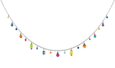 Firefly Necklace- Simple Small Necklace with Dangles-Multi Color