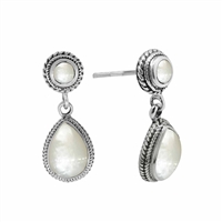 Sterling Silver Post Dangle Earrings: Mother of Pearl