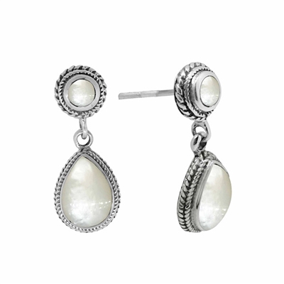 Sterling Silver Post Dangle Earrings: Mother of Pearl