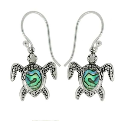 Sterling Silver Drop Earrings-Abalone