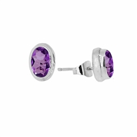 Sterling Silver Post Earring- Amethyst