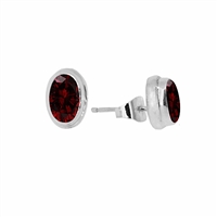 Sterling Silver Post Earring- Garnet