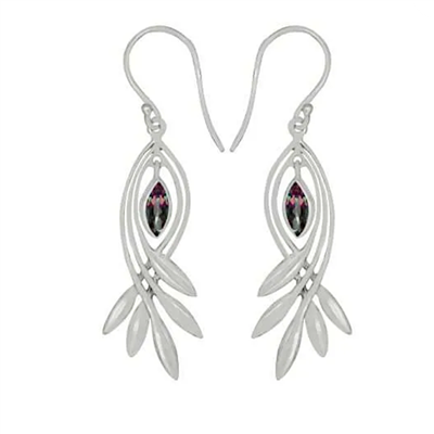 Sterling Silver Drop Earrings- Mystic Quartz