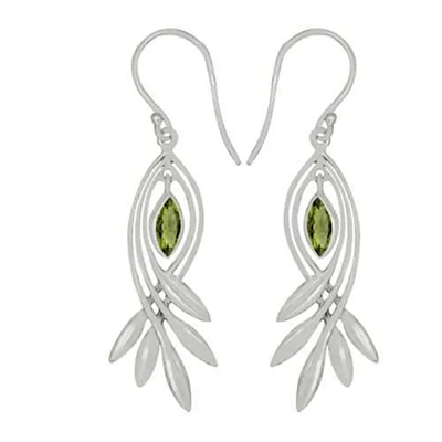 Sterling Silver Drop Earrings- Peridot