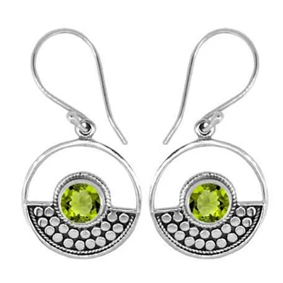 Sterling Silver Dangle Earrings- Peridot