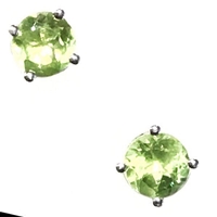 Sterling Silver Post Earrings- Round cut Peridot