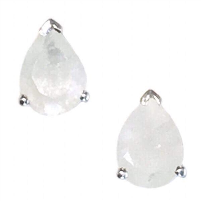 Sterling Silver Post Earrings- Pear cut Moonstone