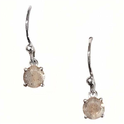 Sterling Silver Dangle Earrings- Round cut Labradorite