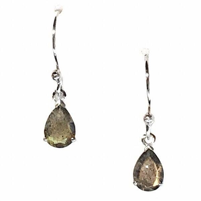 Sterling Silver Dangle Earrings- Pear cut Labradorite