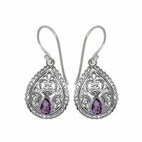 Sterling Silver Dangle Earrings- Amethyst