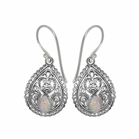 Sterling Silver Dangle Earrings- Opal