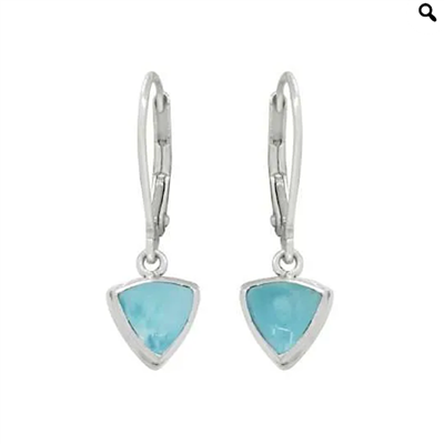 Sterling Silver Leverback Earrings-Larimar