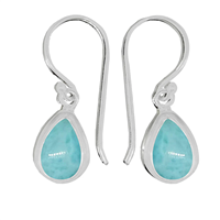 Sterling Silver Drop Earrings- Larimar