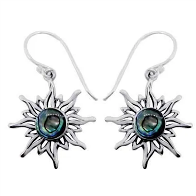 Sterling Silver Drop Earrings-Abalone