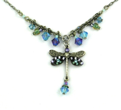 Firefly Necklace-Dragonfly Simple Small Necklace with Dangles-Aquamarine
