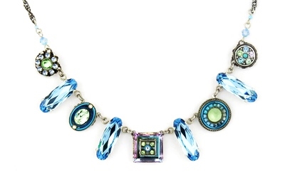 Firefly Necklace- La Dolce Vita Oblong Crystal -Light Blue