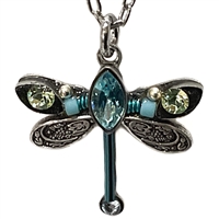 Firefly Dragonfly Pendant with Crystals- Aquamarine
