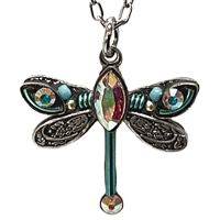 Firefly Dragonfly Pendant with Crystals- Ice