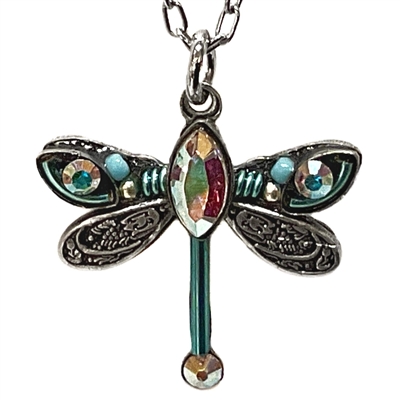 Firefly Dragonfly Pendant with Crystals- Ice