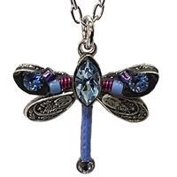 Firefly Dragonfly Pendant with Crystals- Light Blue