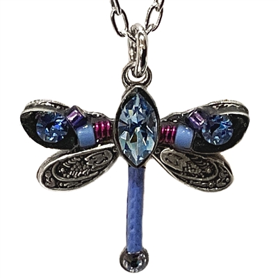 Firefly Dragonfly Pendant with Crystals- Light Blue