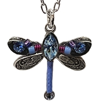 Firefly Dragonfly Pendant with Crystals- Sapphire