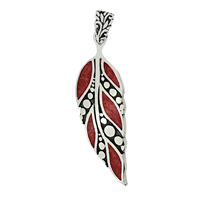 Sterling Silver Pendant- Red Coral