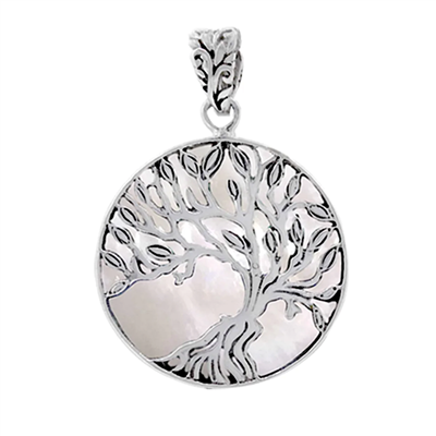 Sterling Silver Windy Tree Pendant- Mother of Pearl