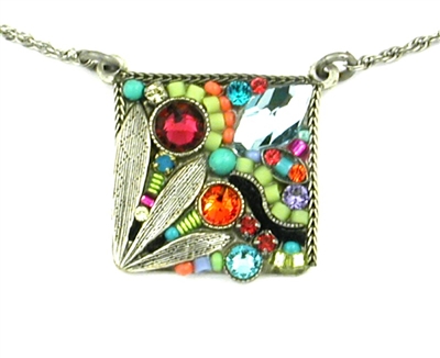 Firefly Necklace-Luxe Square Leaf Pendant-Multi Color