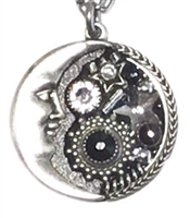 Firefly Necklace- Midnight Moon Pendant- Black & White