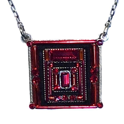 Firefly Necklace- Architectural Square-Red