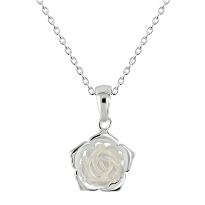 Dew Mother Of Pearl White Carnation Pendant