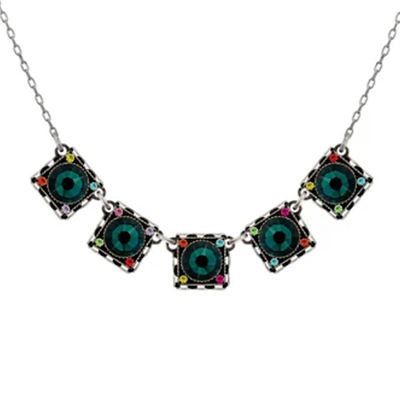 Firefly Necklace-Medium Square Pendant-Emerald
