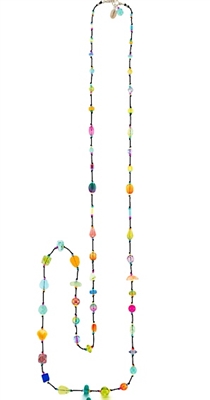 Firefly Necklace- Silk Thread- Multi Color-36â€ Long