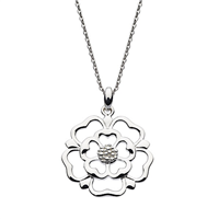 Heritage Rose Open Tudor Rose Drop Pendant