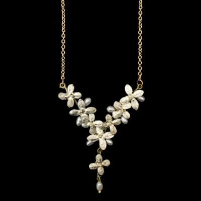 White Hydrangea Dainty Necklace