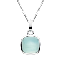 Sterling Silver Pendant- Cushion Cut Blue Chalcedony