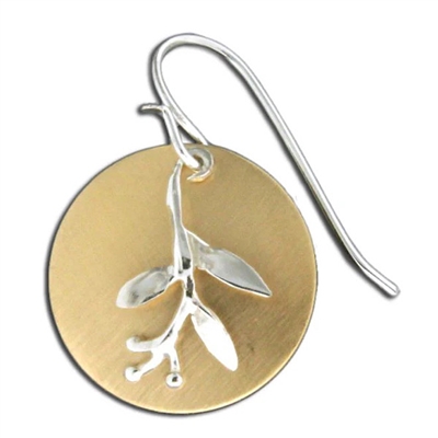 Circled Berry Leaf Earring -Sterling Silver & Gold Filled