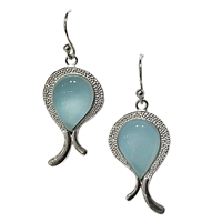 Sterling Silver Dangle Earrings- Blue Chalcedony